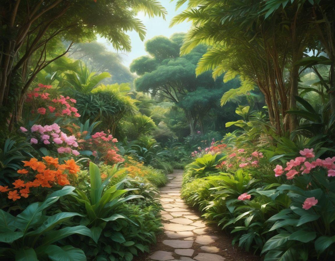 A lush garden filled with vibrant, exotic flowers and seductive, stylized anime characters lounging among the foliage, their expressions hinting at desire. Soft, ethereal lighting filters through the leaves, creating an alluring atmosphere. Elements of NSFW art subtly woven into the garden, like hidden silhouettes or tasteful erotic motifs on plants. The background gently fades into a dreamy sky, enhancing the enchanting vibe. super-realistic. vibrant colors. dreamy aesthetic.